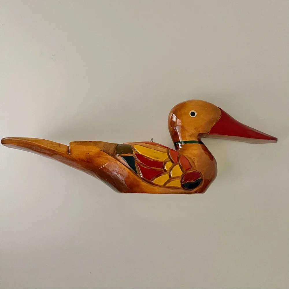 Vintage Folk Art Hand Carved Wooden Korean Wedding Duck - Picture 4 of 9